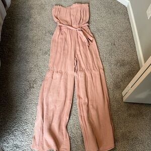 Strapless Pink Gauze Jumpsuit